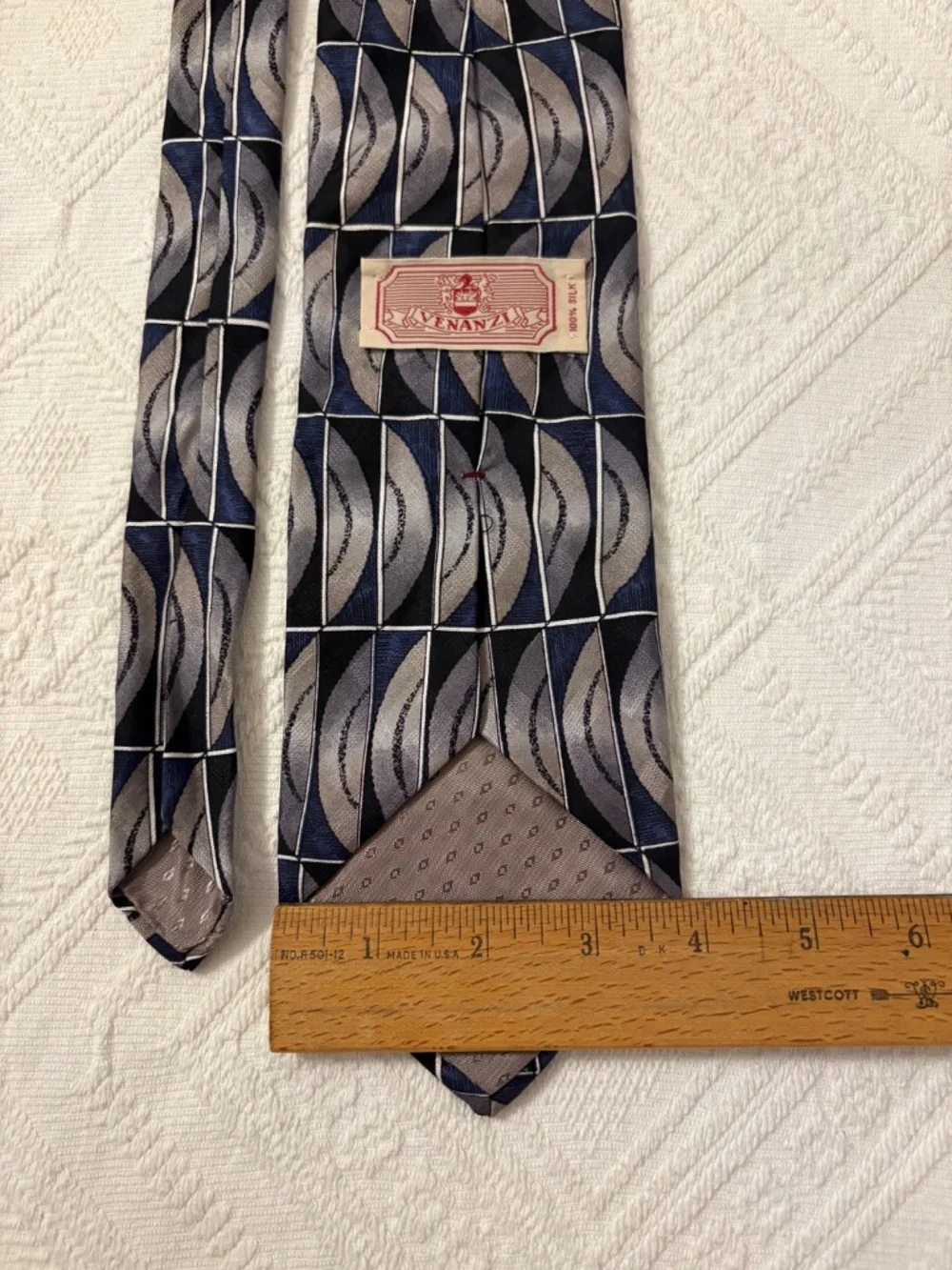 Vintage Venanzi 100% Silk Geometric Abstract Print Necktie